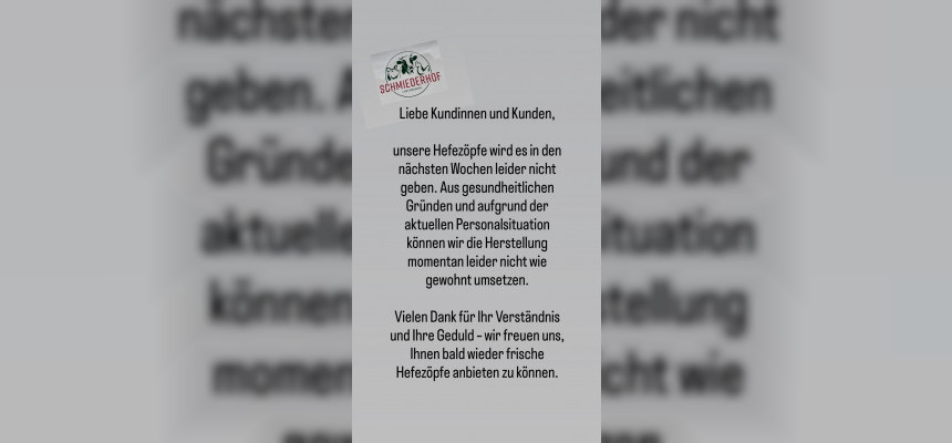 Keine frische Hefezöpfe in den nächsten Wochen 