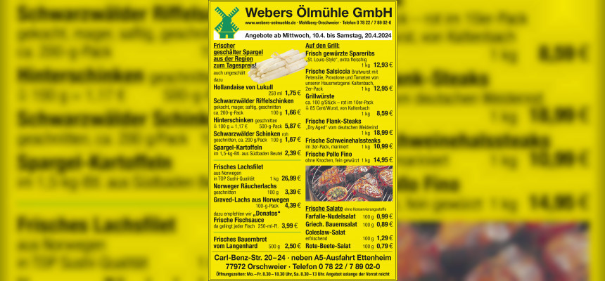 Aktuelles Angebot von Webers Ölmühle GmbH 
