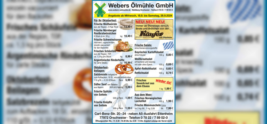 Aktuelles Angebot von Webers Ölmühle GmbH 