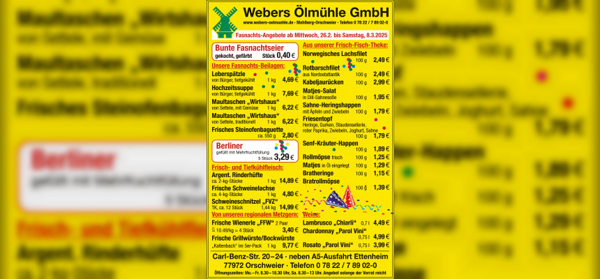 Aktuelles Angebot von Webers Ölmühle GmbH 