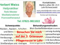 3. Ortenauer Pflegemesse in Lahr (LGS-Gelände) am 23.+24.9.23 Nutzen Sie meine kostenlosen Messeangebote zu Check-Ups (siehe Erläuterungen)