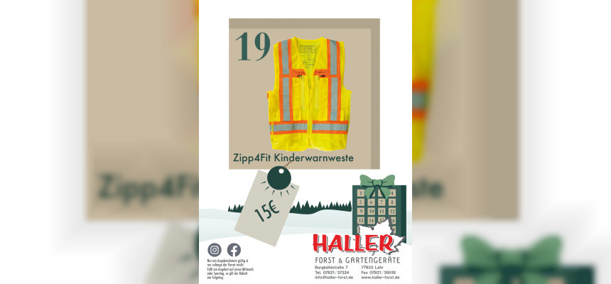 Türchen 19. Zipp4Fit Kinderwarnweste